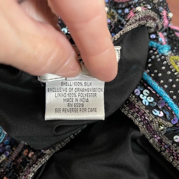 Amazing Vintage 80’s Sténay Multicolored Geometric Beaded Evening coat jacket M - Picture 16 of 16